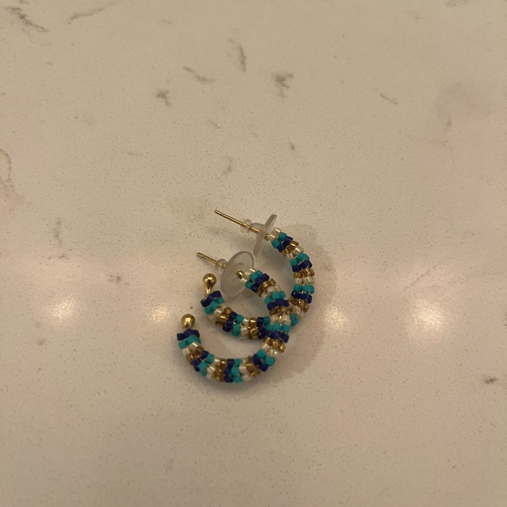 Beaded Hoop Earrings with Gold Accents